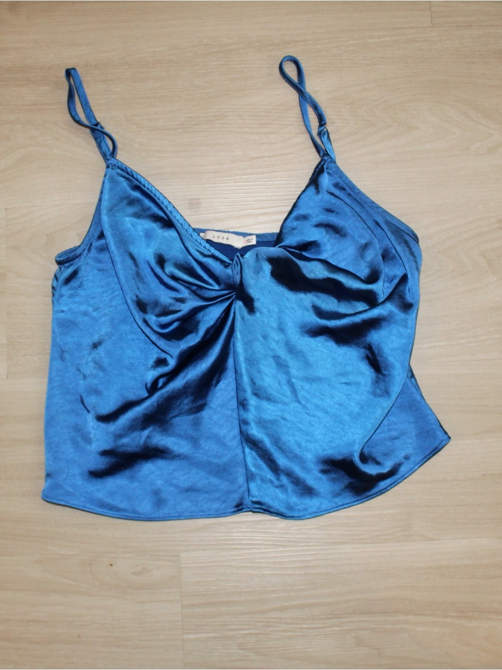 Satin Cami Tank Top in Blue